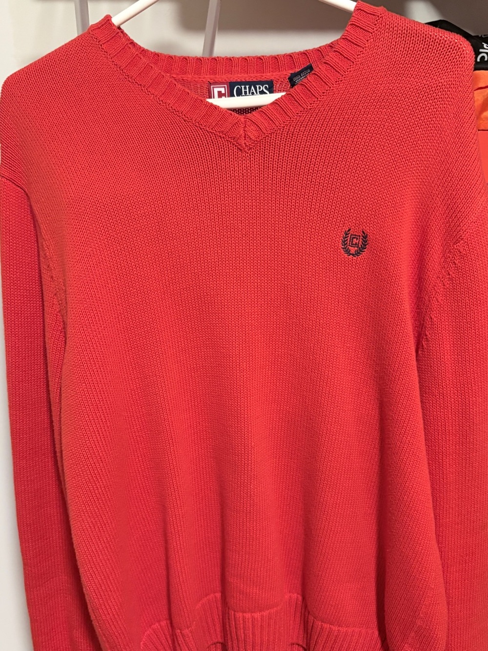 Chaps Women's V-Neck Sweater in Coral